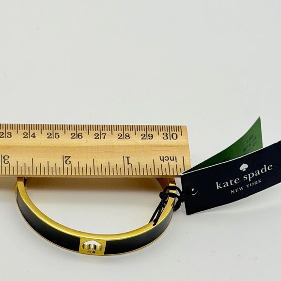 NWT Kate Spade Hole Punch Spad Gold Black Bracelet - Picture 11 of 12